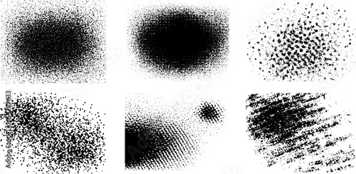 Abstract dotwork patterns set featuring warped mesh and stipple effects for creative design