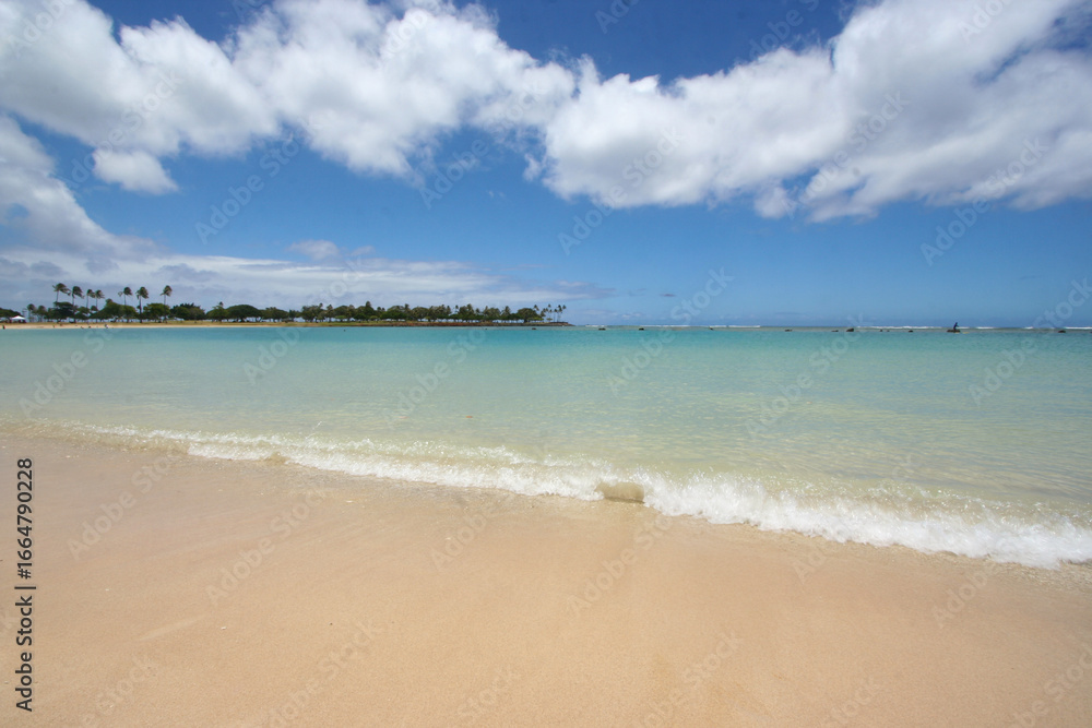 Fototapeta premium Tropical Beach with Gentle Waves and Clear Blue Water 