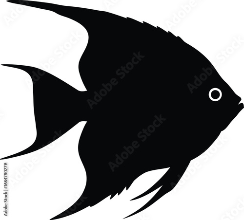 Silhouette of angelfish in profile clean vector design vector