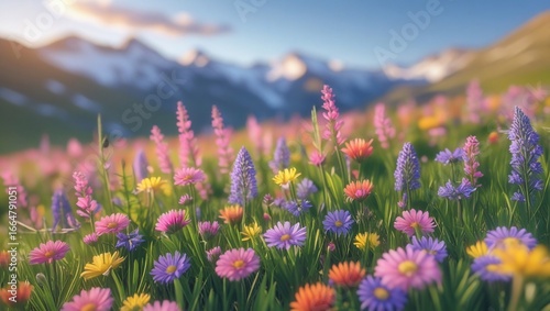 Alpine Wildflower Meadow Sunset. (1)