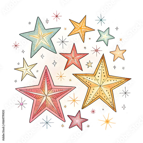 hand drawn sparkling stars collection