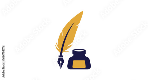 quill pen and inkwell elegant transparent background design for logos websites and stationery perfect for authors writers and publishers