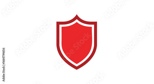 Vibrant red shield insignia with outlined border showcasing security and defense capabilities symbolizing robust protection and assurance