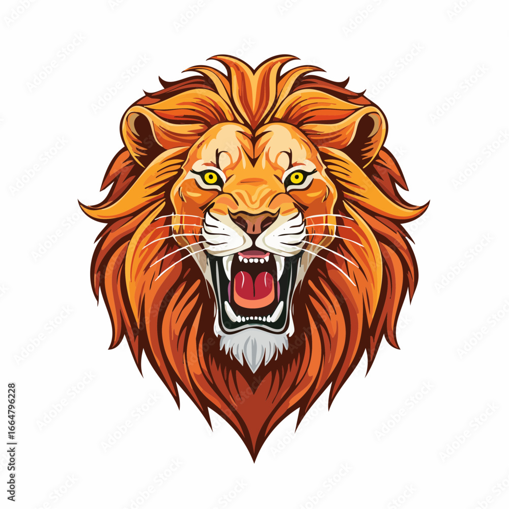 Obraz premium Fierce roaring lion head vector illustration