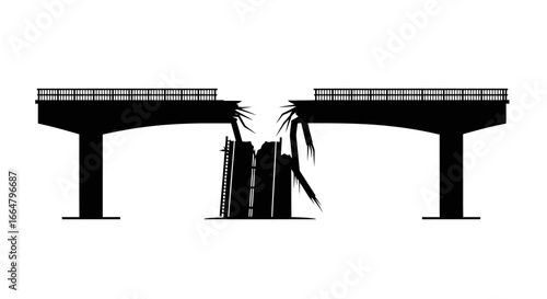 highresolution transparent background image of a collapsed bridge perfect for disaster construction or infrastructure projects