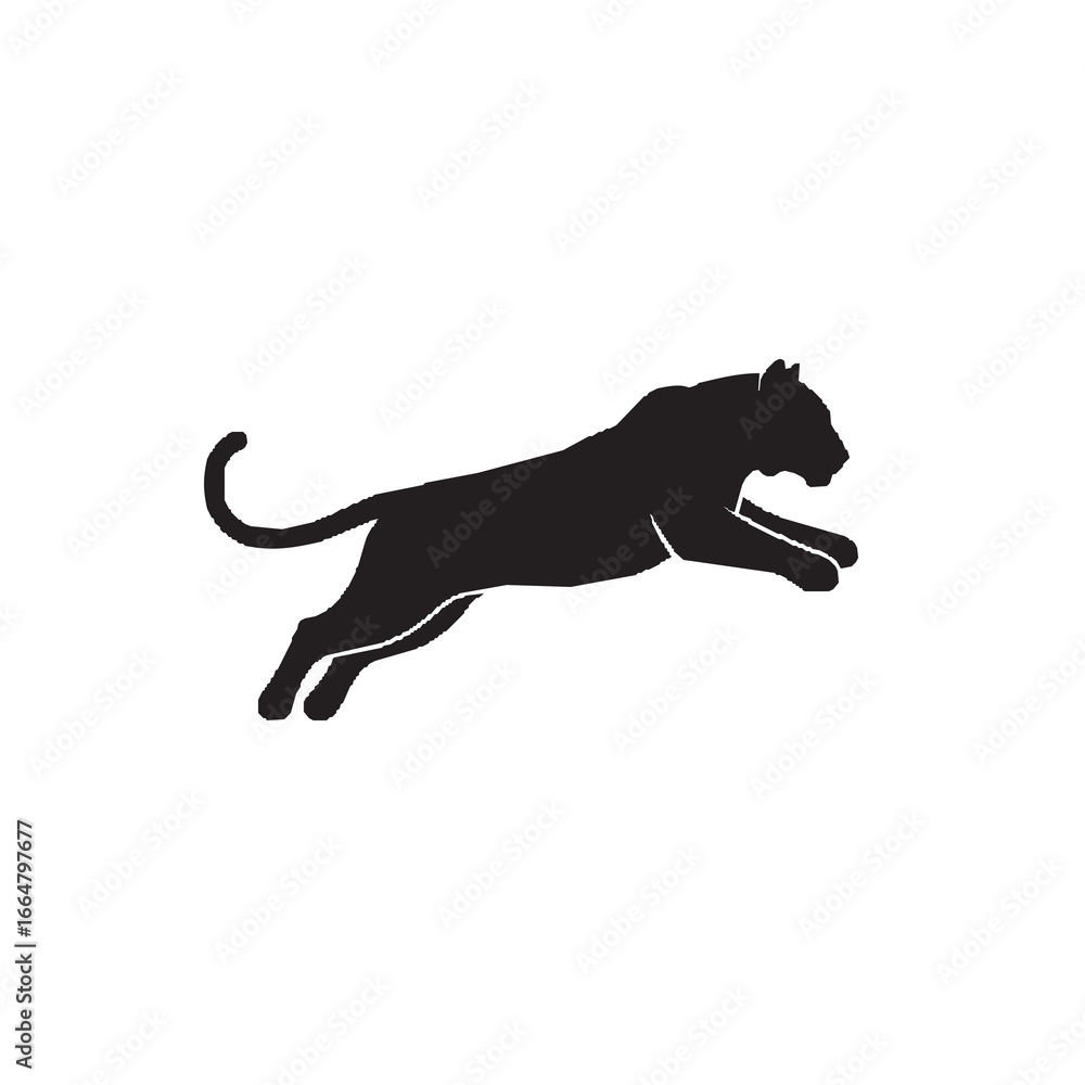 Obraz premium Minimalist modern silhouette logo of a leaping tiger