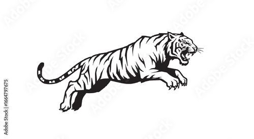 Minimalist modern silhouette logo of a leaping tiger