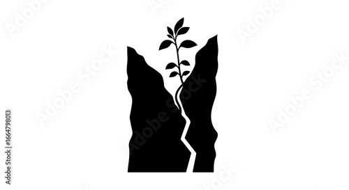 resilience symbol plant growing through crack in rocks transparent background png for design projects