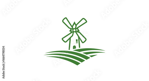 highresolution windmill and fields illustration perfect for websites apps and logos with transparent background for seamless integration