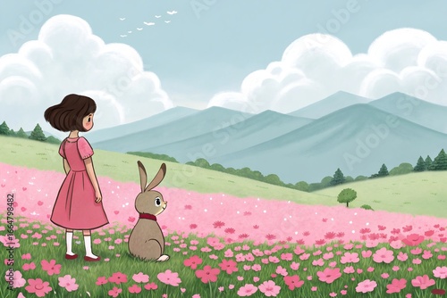 little girl with bunny