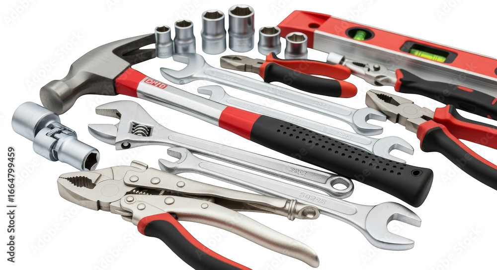 Fototapeta premium Tools arrayed against a chaotic background