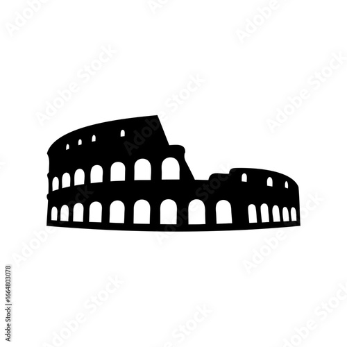 Silhouette of the Roman Colosseum historical landmark and tourist destination in Italy