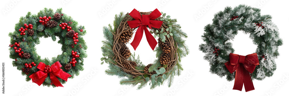 Obraz premium collection of decorative christmas wreath decor holiday home image collection transparent background festive 
