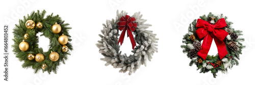 Christmas wreaths collection on transparent background festive decor nature inspired holiday spirit