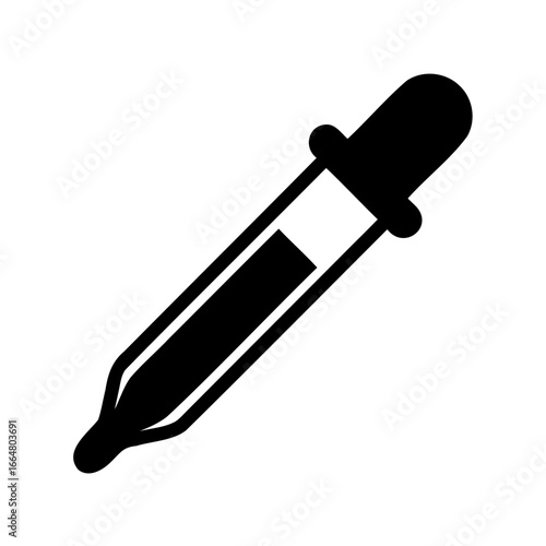 Black vector graphic of a laboratory dropper or medicine eye dropper