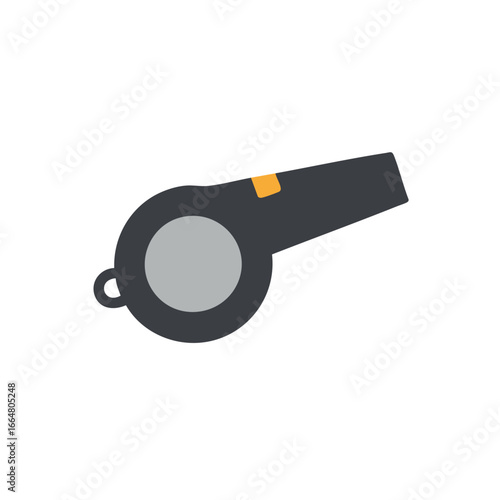 A black sports whistle with an orange accent.