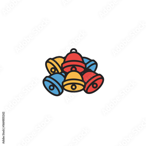 A Colorful Cluster of Jingle Bells Illustration.