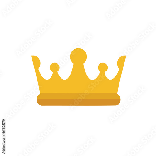 A simple flat design illustration of a golden crown with three points, symbolizing royalty and power.