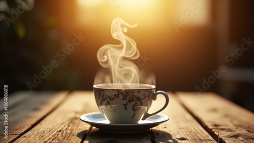 Warm Tea Sunrise Wooden Table.