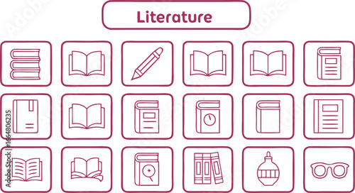 Collection of literature and reading related icons
