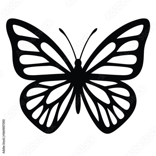 Silhouette of a butterfly with geometric wing patterns