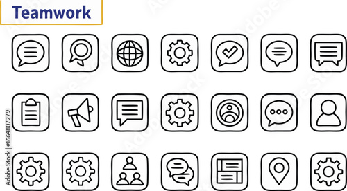 Teamwork and collaboration icons set