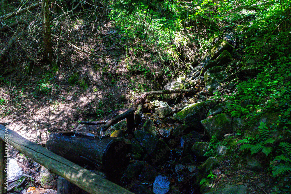 Fototapeta premium Hiking to the Barbianer Waterfalls in South Tyrol