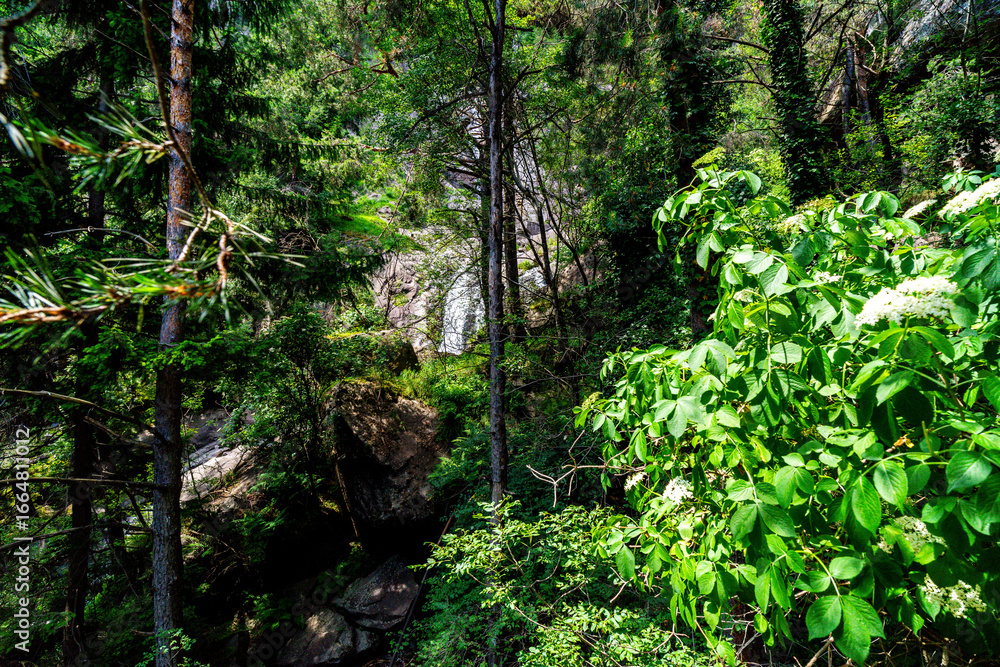 Fototapeta premium Hiking to the Barbianer Waterfalls in South Tyrol 