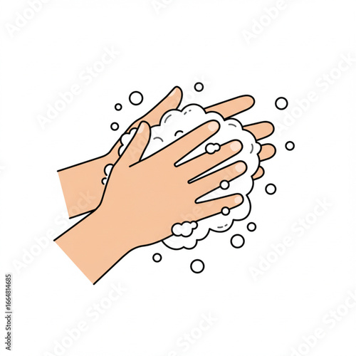 Washing hands with soap for hygiene and health, hand washing for cleanliness