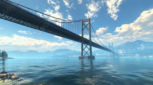 Stunning mackinac bridge painting capturing scenic sea view image