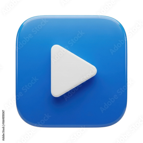 Blue play button icon isolated on transparent background