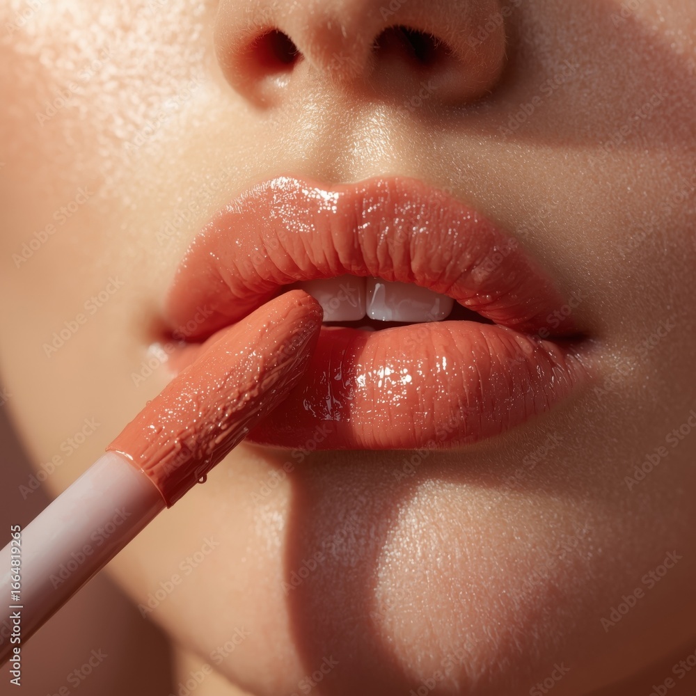 Naklejka premium Hyperrealistic Peach Lipstick Product Shot