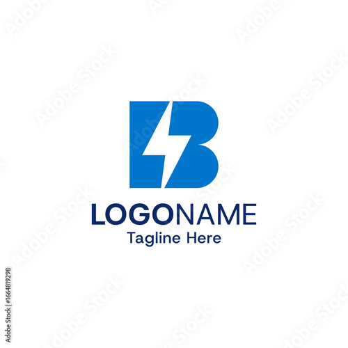 Letter B Lightning Bolt Logo Template Energy Branding Icon