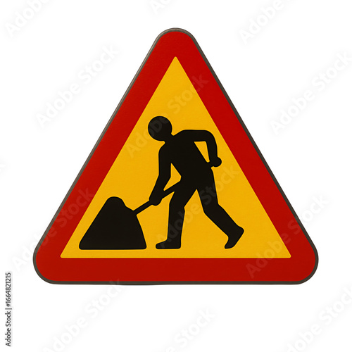 Roadworks sign isolated on transparent background  