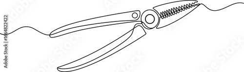 Wire Cutter Line Art, Minimalist Cutting Tool Outline Illustration.