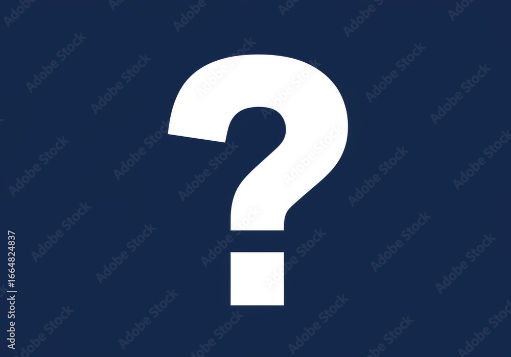 Bold white question mark on deep blue background, symbolizing curiosity, inquiry, and the unknown. Bold white question mark on deep blue background, symbolizing curiosity, inquiry, and the unknown.