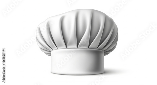 A white chef's hat, full and pleated, against a plain white background.