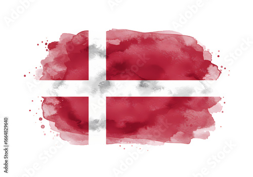 Watercolor Rendering of the Danish Flag isolated on transparent background