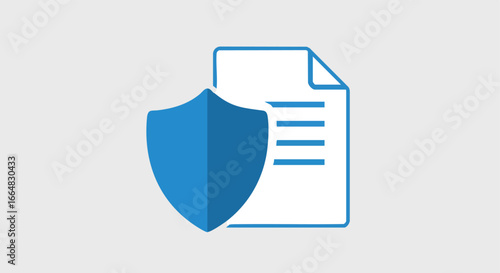 Data security illustration depicting protection of digital documents with shield icon concept for secure file management information protection