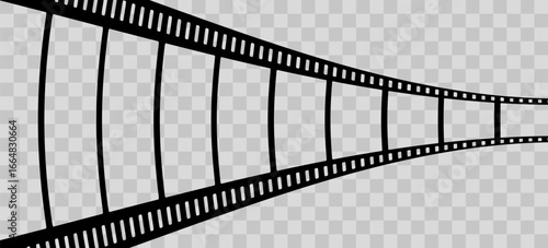 Old retro tape film strip. Vintage grunge design for photo and video movies. Vector illustration of classic cinema reel element for retro media projects.