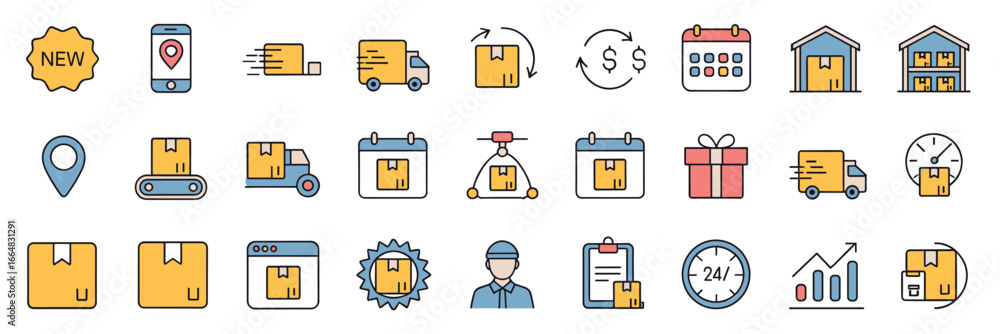 Fototapeta premium E-Commerce and Shopping Icon Set – Minimalist Retail, Payment, and Storefront Symbols