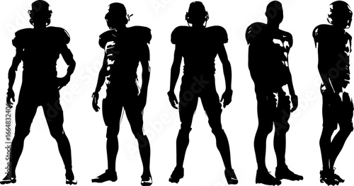 American football player team silhouette, football players, sports, silhouette, athletes, football team, football action, running football player, football art, vector, digital art, black and white