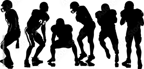 American football player team silhouette, football players, sports, silhouette, athletes, football team, football action, running football player, football art, vector, digital art, black and white