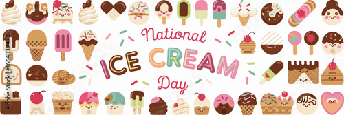 Ice cream icons for National Ice Cream Day – Perfect for summer campaigns, dessert menus, or social media graphics