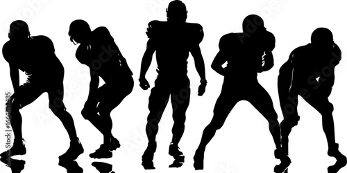 American football player team silhouette, football players, sports, silhouette, athletes, football team, football action, running football player, football art, vector, digital art, black and white
