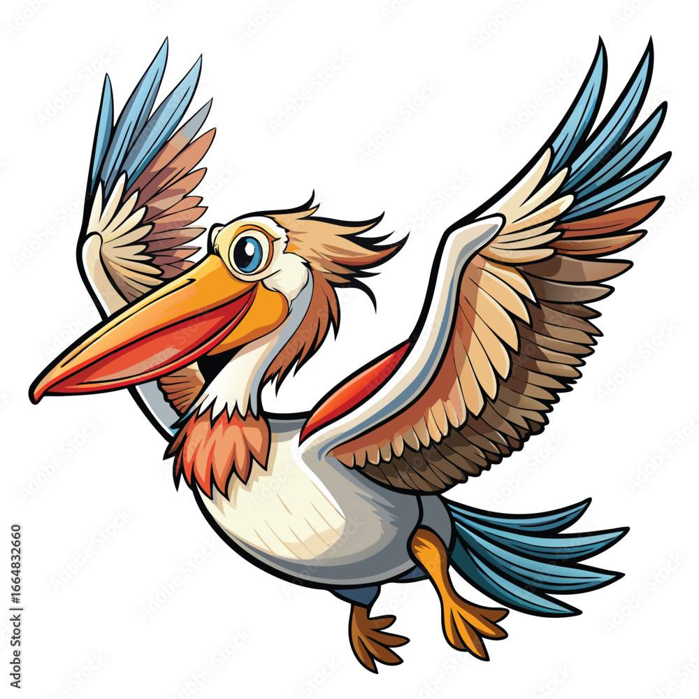 Fototapeta premium pelican bird on white 