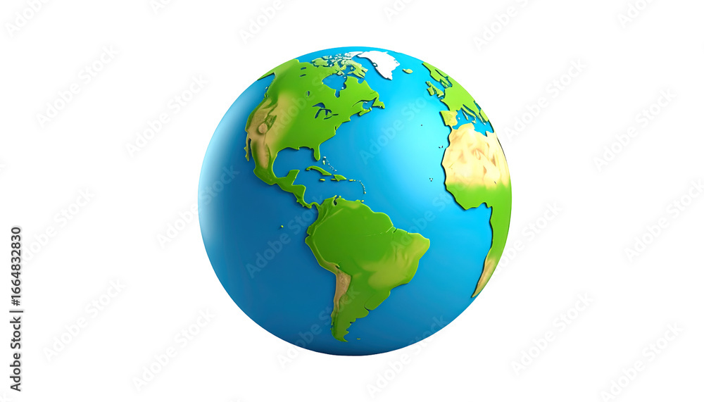 Fototapeta premium A vibrant, stylized globe showcases the diverse continents and oceans, representing the interconnectedness of our planet and its geographical features.