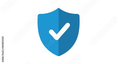 Blue shield with white checkmark symbol representing security and validation concept