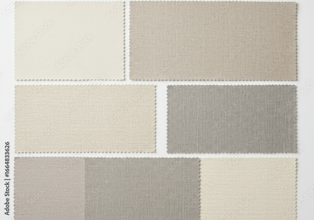 Fototapeta premium Discover luxurious textile swatches in neutral tones, perfect for interior design inspiration and fabric selection.