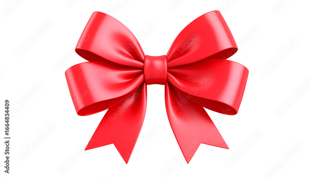 Fototapeta premium A vibrant red ribbon, elegantly tied in a bow, presents a festive and celebratory appearance against a dark background.
